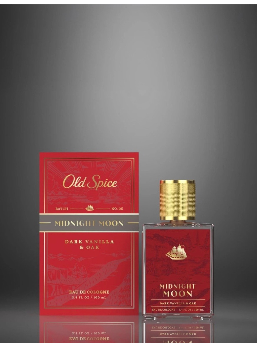 Old Spice Midnight Moon Dark Vanilla & Oak Body Oil - Red